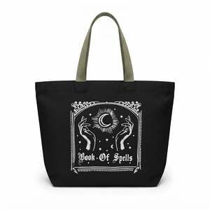 Hot Topic Unisex OS Tote Bag Black Cotton Celestial Book Of Spells Occult Gothic
